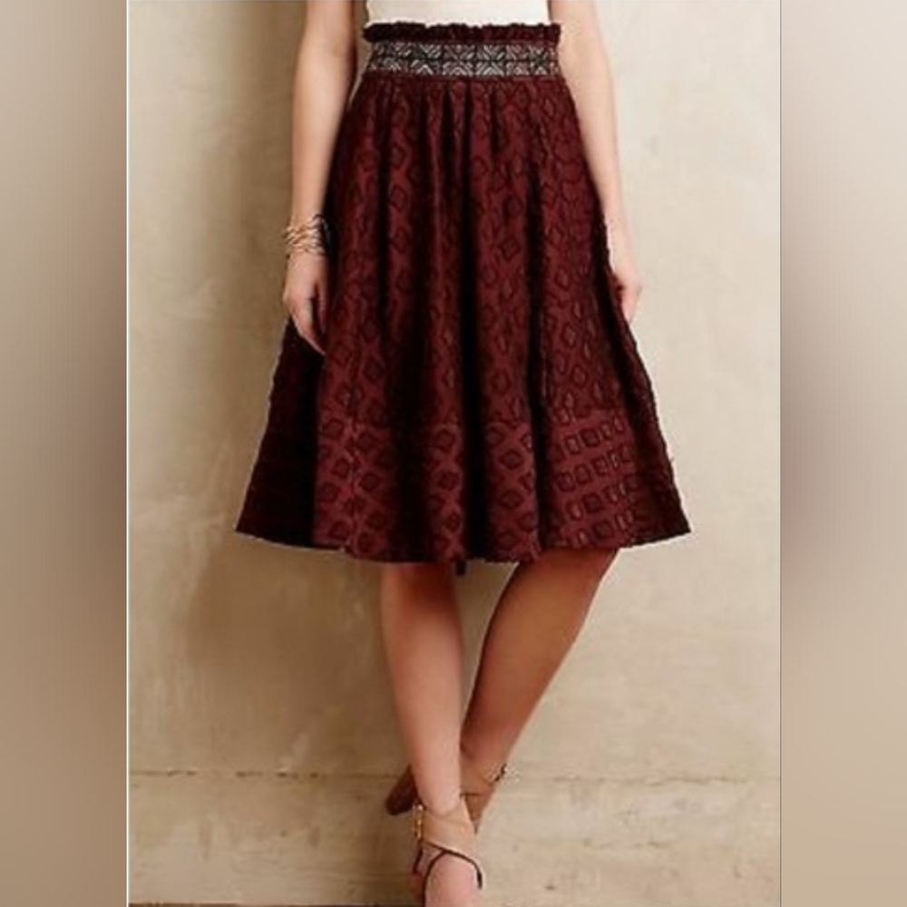 🔥NWT Anthropologie diamond cut midi skirt by Maeve size 0
